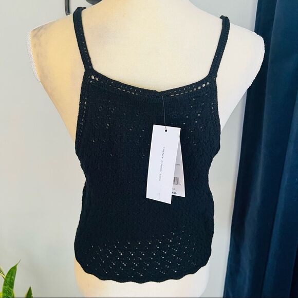 French Connection Nora Crochet Sleeveless Top, Black, Size Small, (2/4), NWT - Picture 8 of 10
